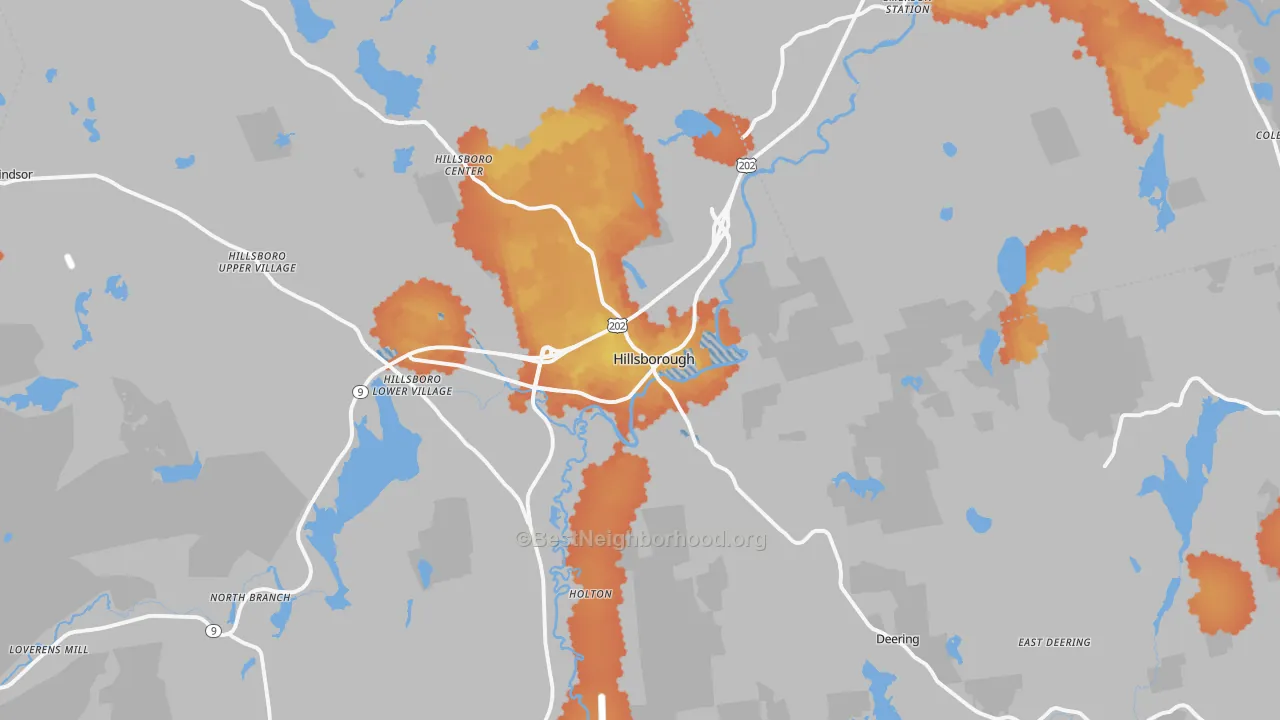 Bike Grade map of Hillsboro, NH