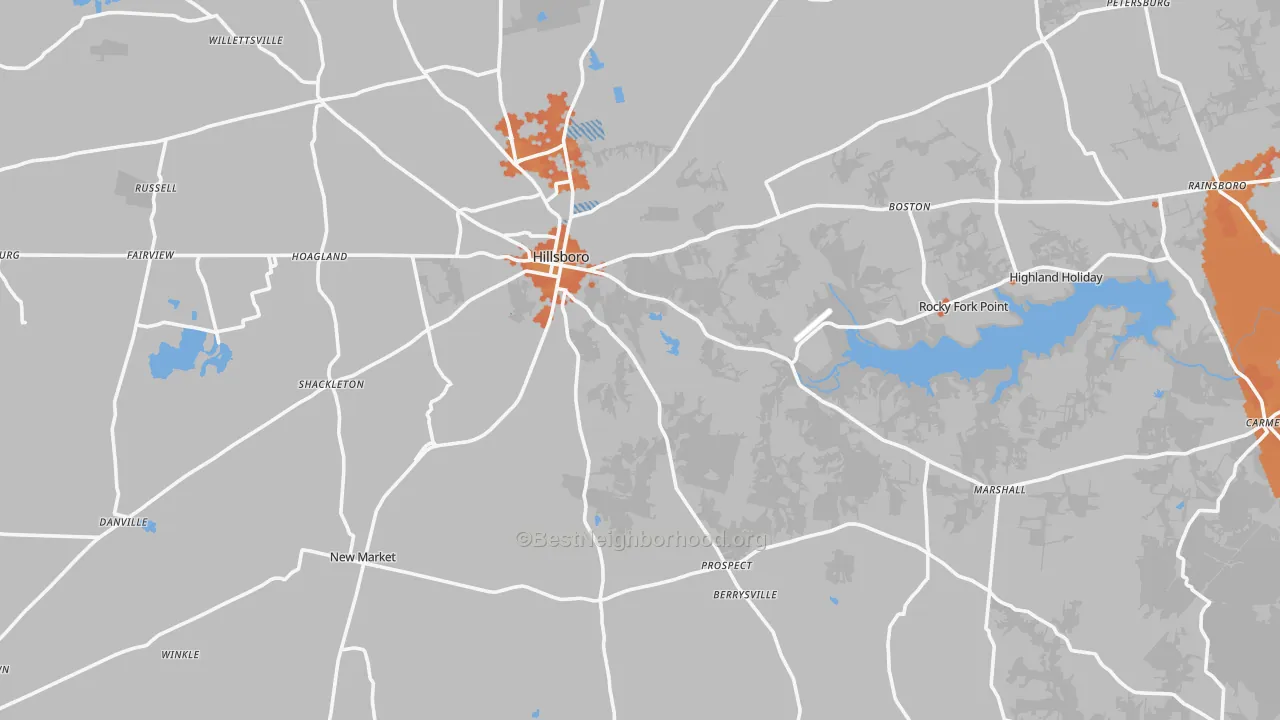 Bike Grade map of Hillsboro, OH