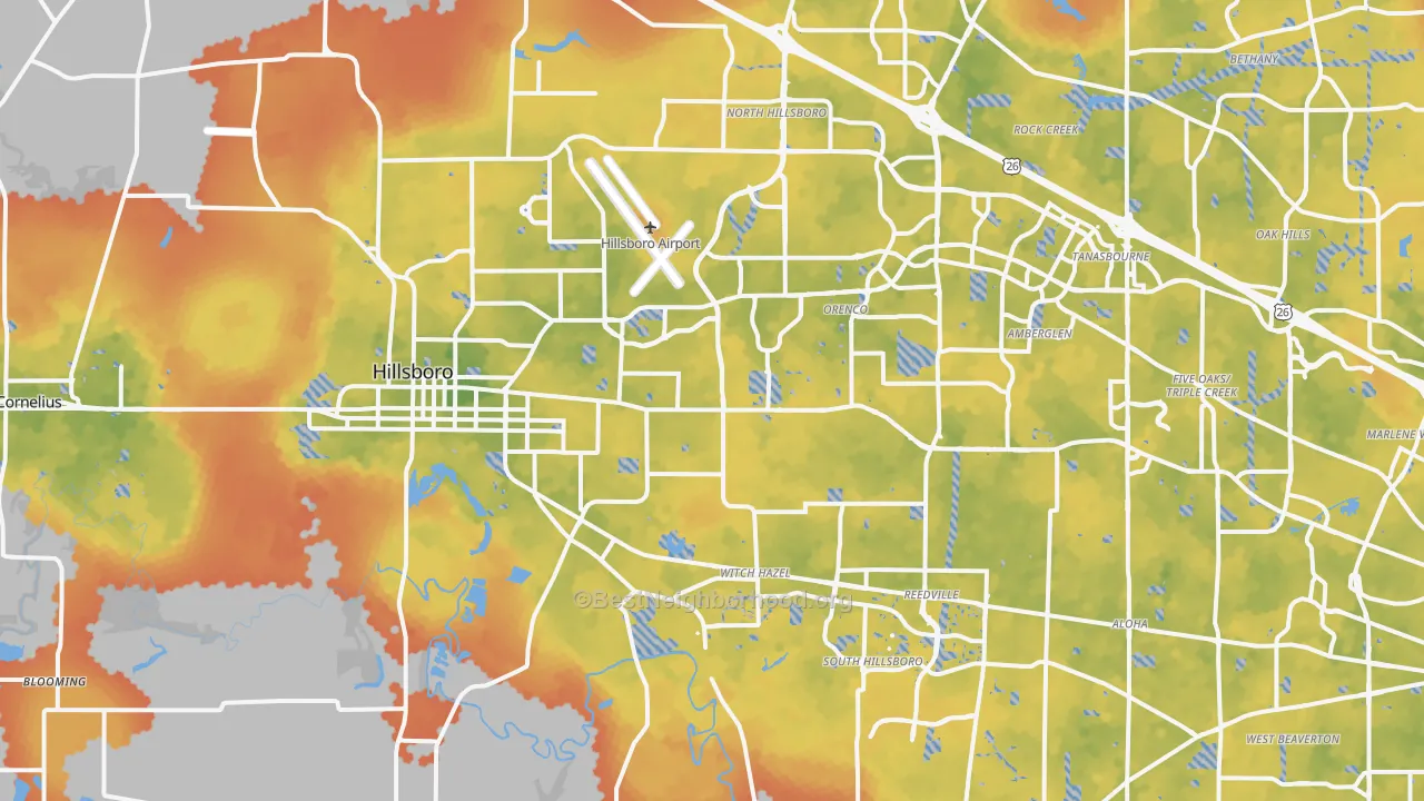 Bike Grade map of Hillsboro, OR