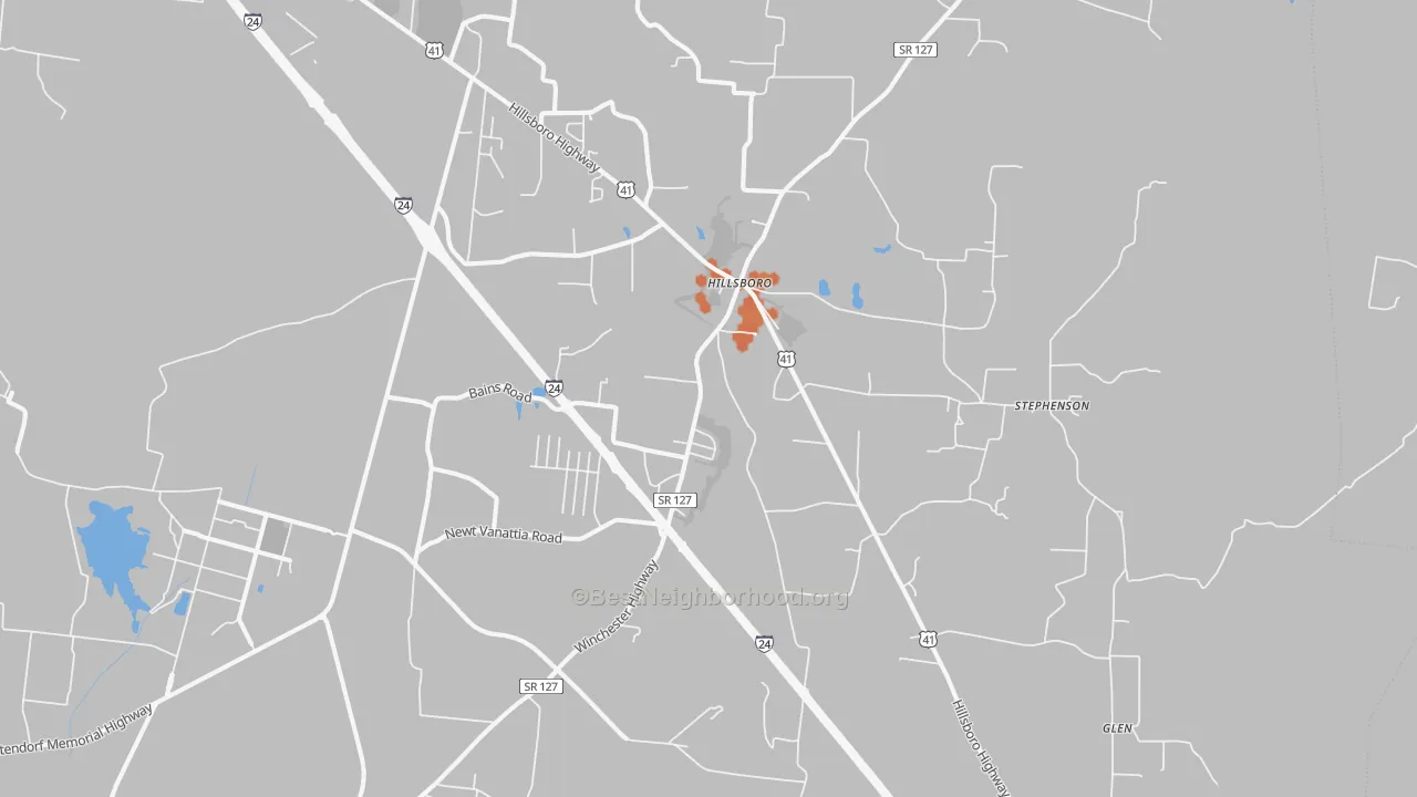 Bike Grade map of Hillsboro, TN