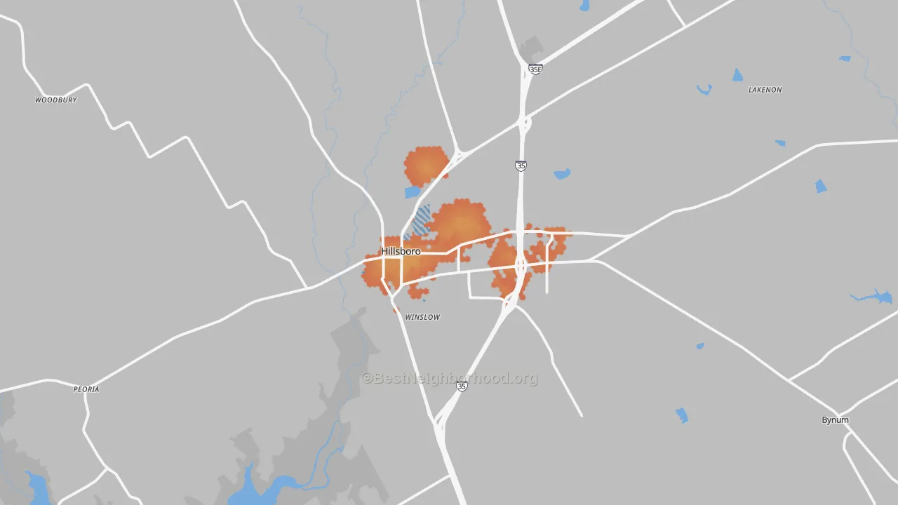 Bike Grade map of Hillsboro, TX
