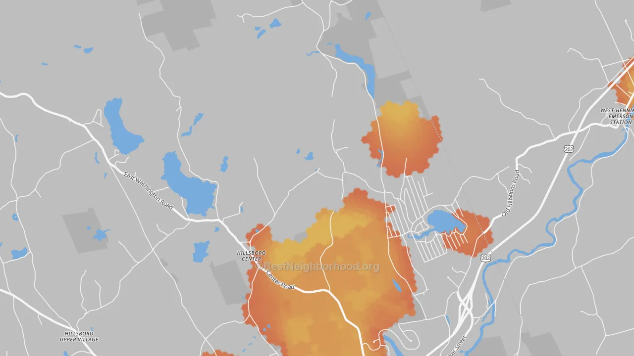 Bike Grade map of Hillsborough Center, NH