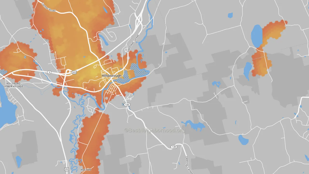 Bike Grade map of Hillsborough, NH