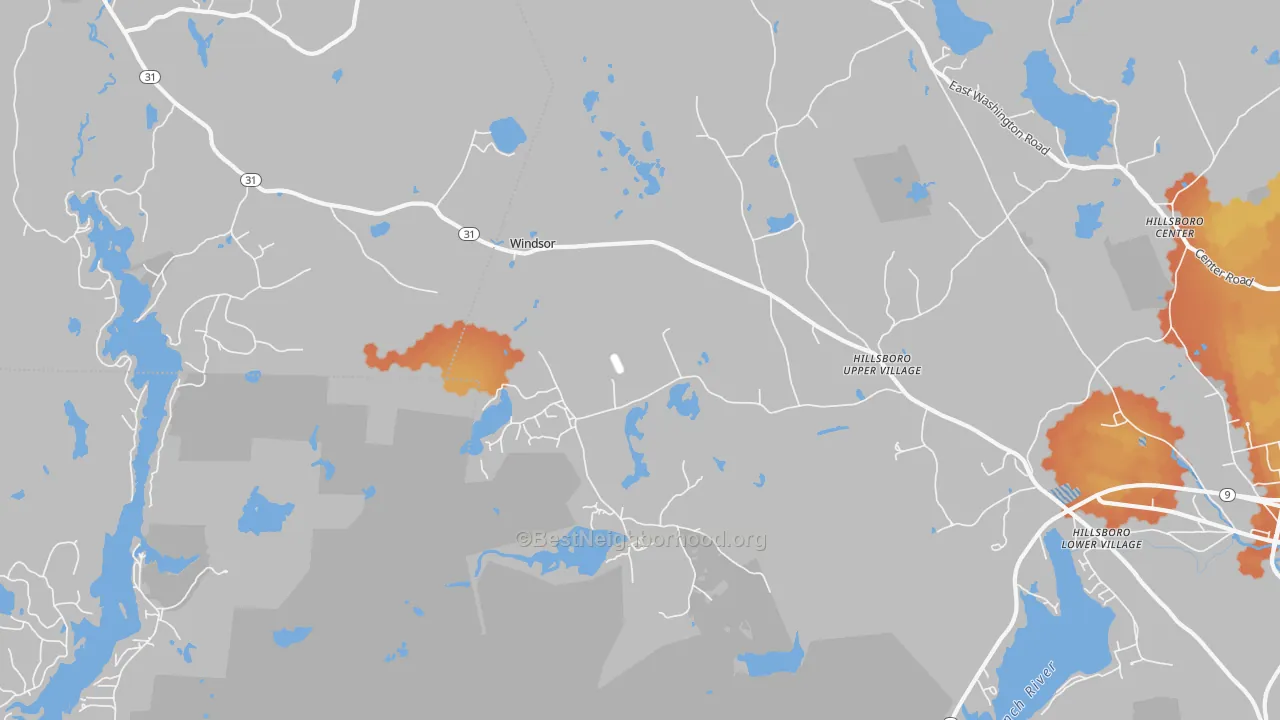 Bike Grade map of Hillsborough Upper Village, NH