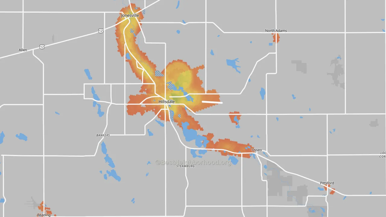 Bike Grade map of Hillsdale County, MI