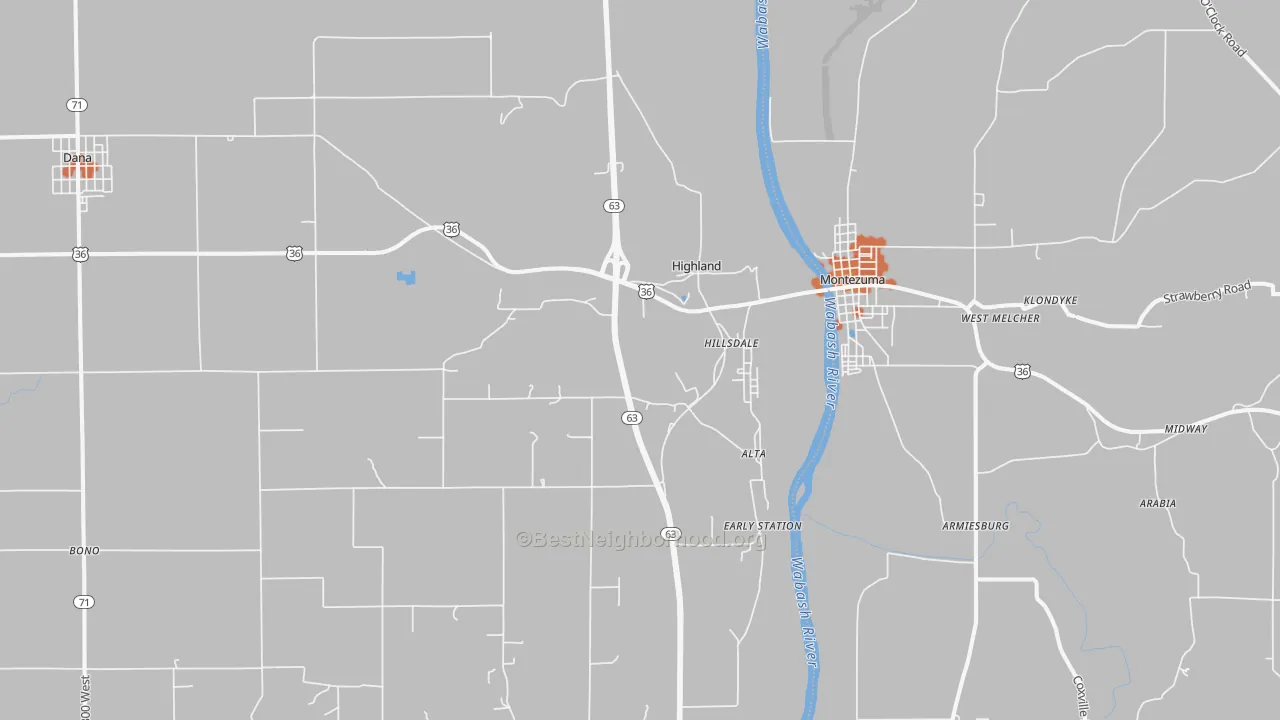 Bike Grade map of Hillsdale, IN