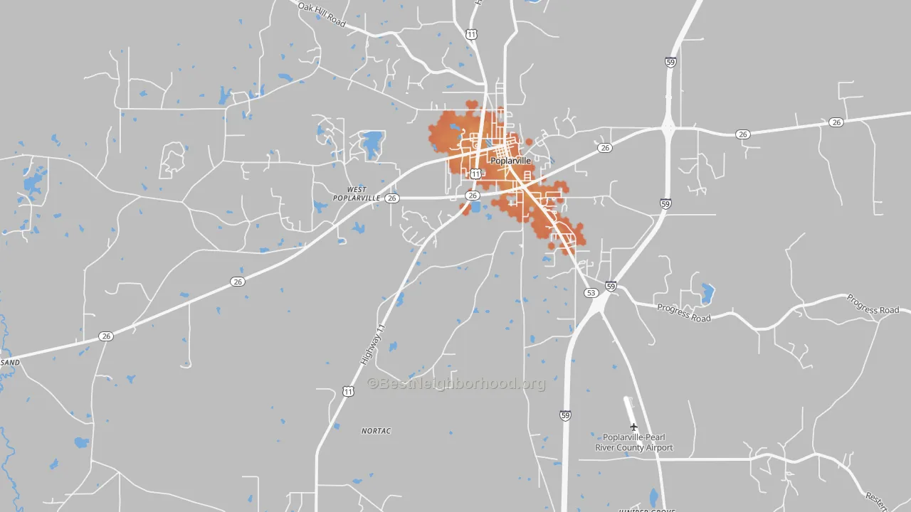 Bike Grade map of Hillsdale, MS