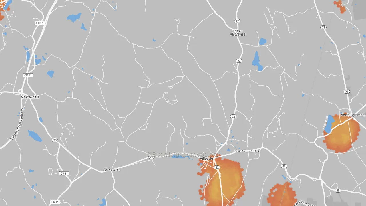Bike Grade map of Hillsdale, NY