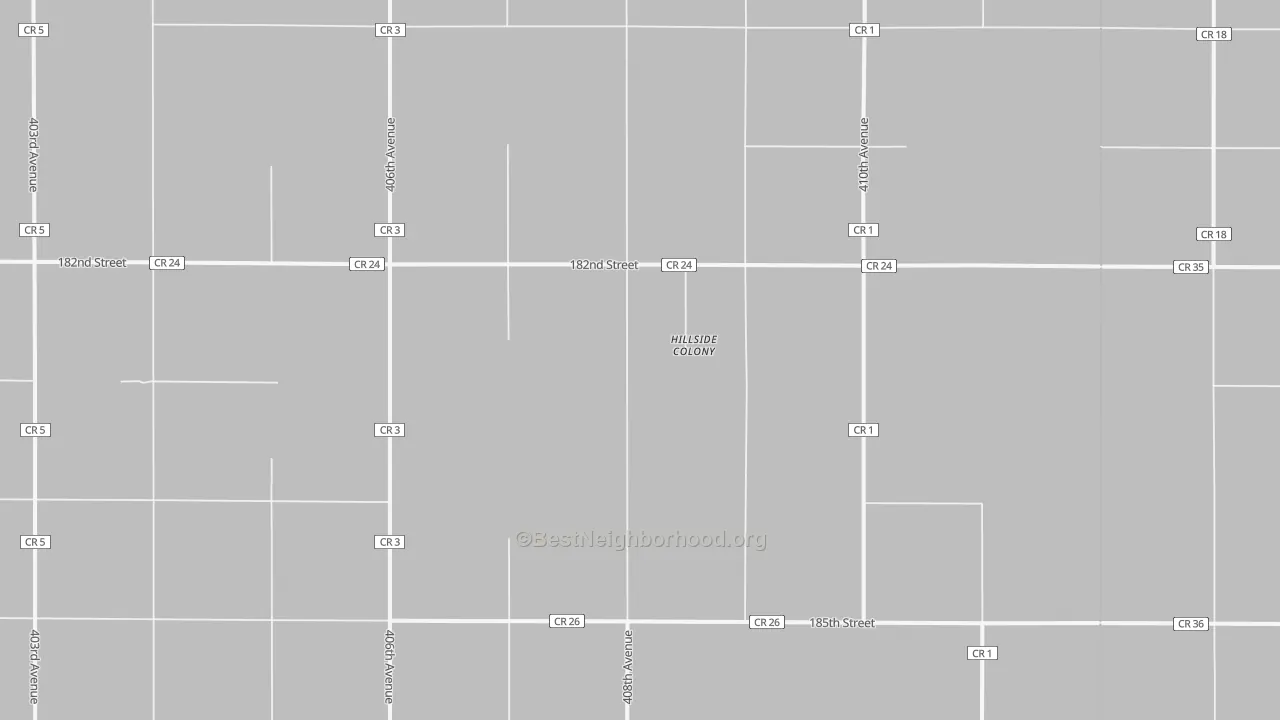 Bike Grade map of Hillside Colony, SD