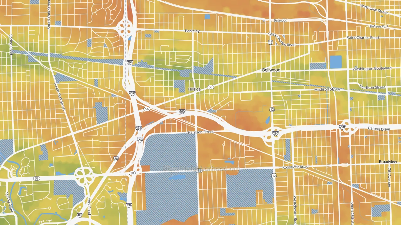 Bike Grade map of Hillside, IL