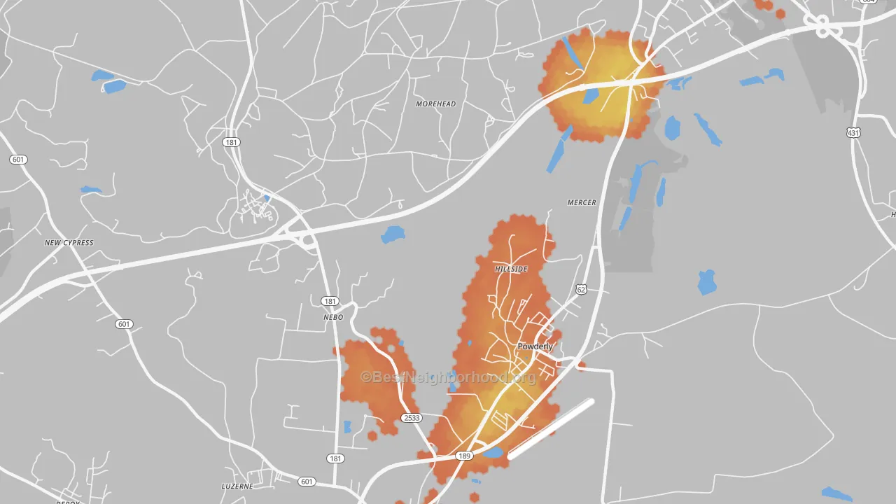 Bike Grade map of Hillside, KY