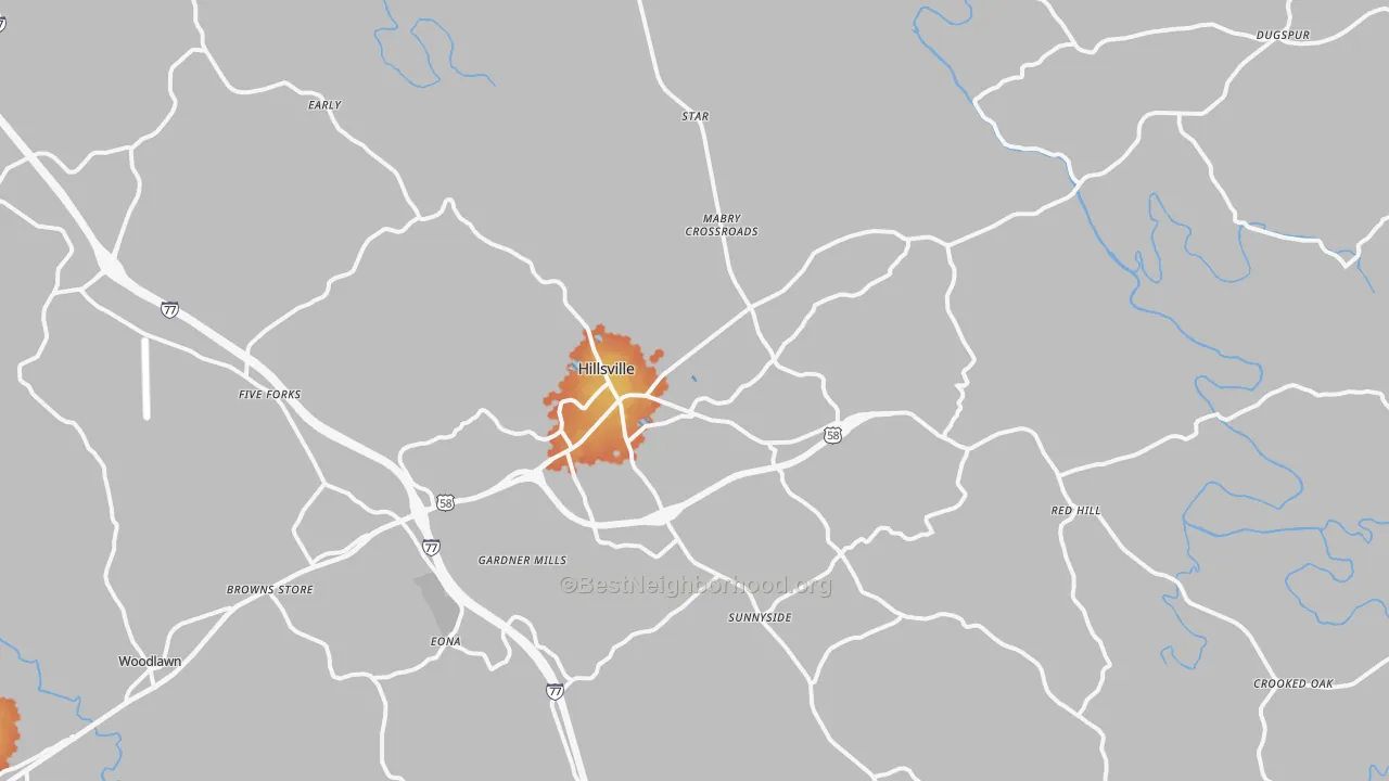 Bike Grade map of Hillsville, VA