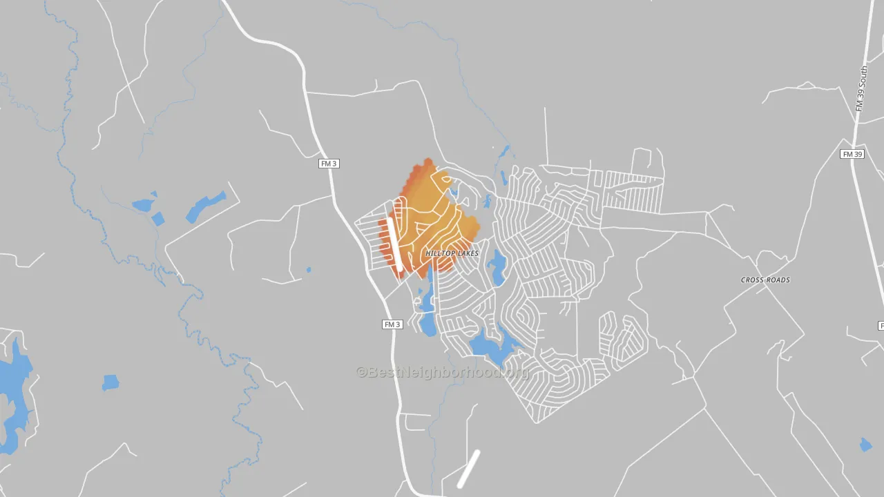 Bike Grade map of Hilltop Lakes, TX