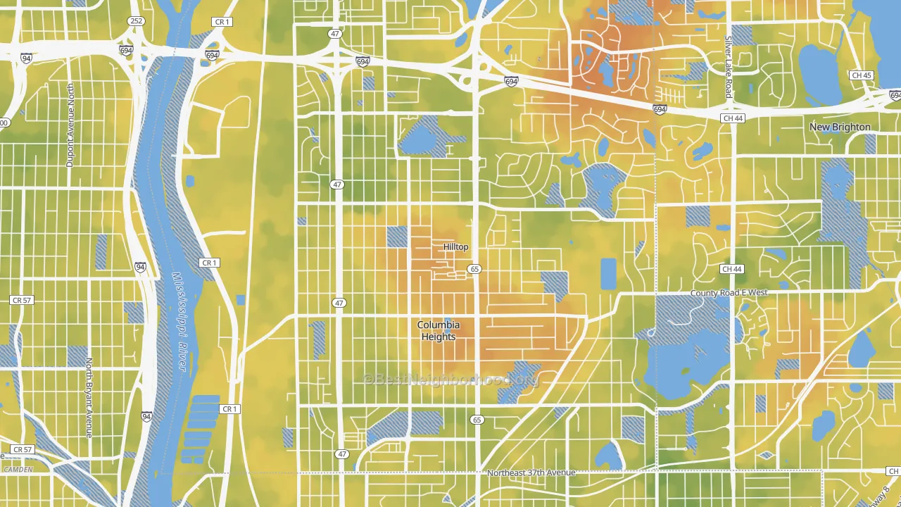 Bike Grade map of Hilltop, MN