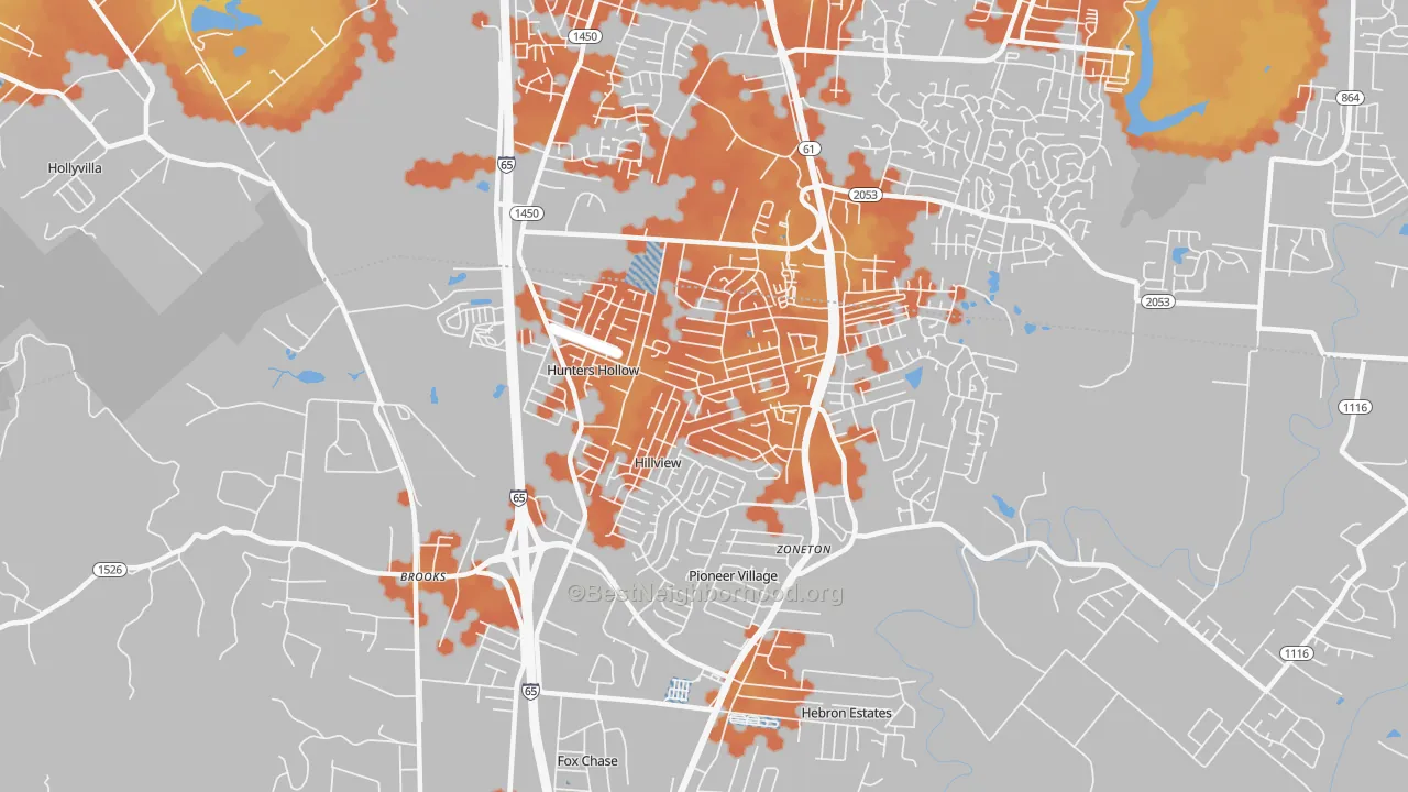 Bike Grade map of Hillview, KY