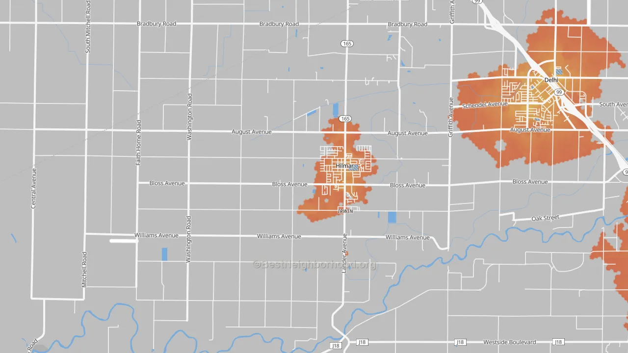 Bike Grade map of Hilmar, CA