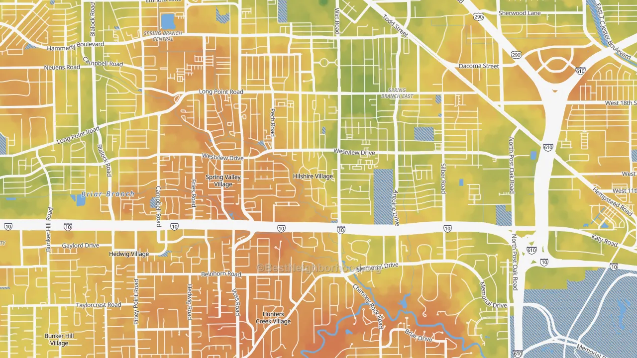 Bike Grade map of Hilshire Village, TX