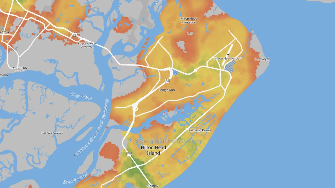 Bike Grade map of Hilton Head Island, SC