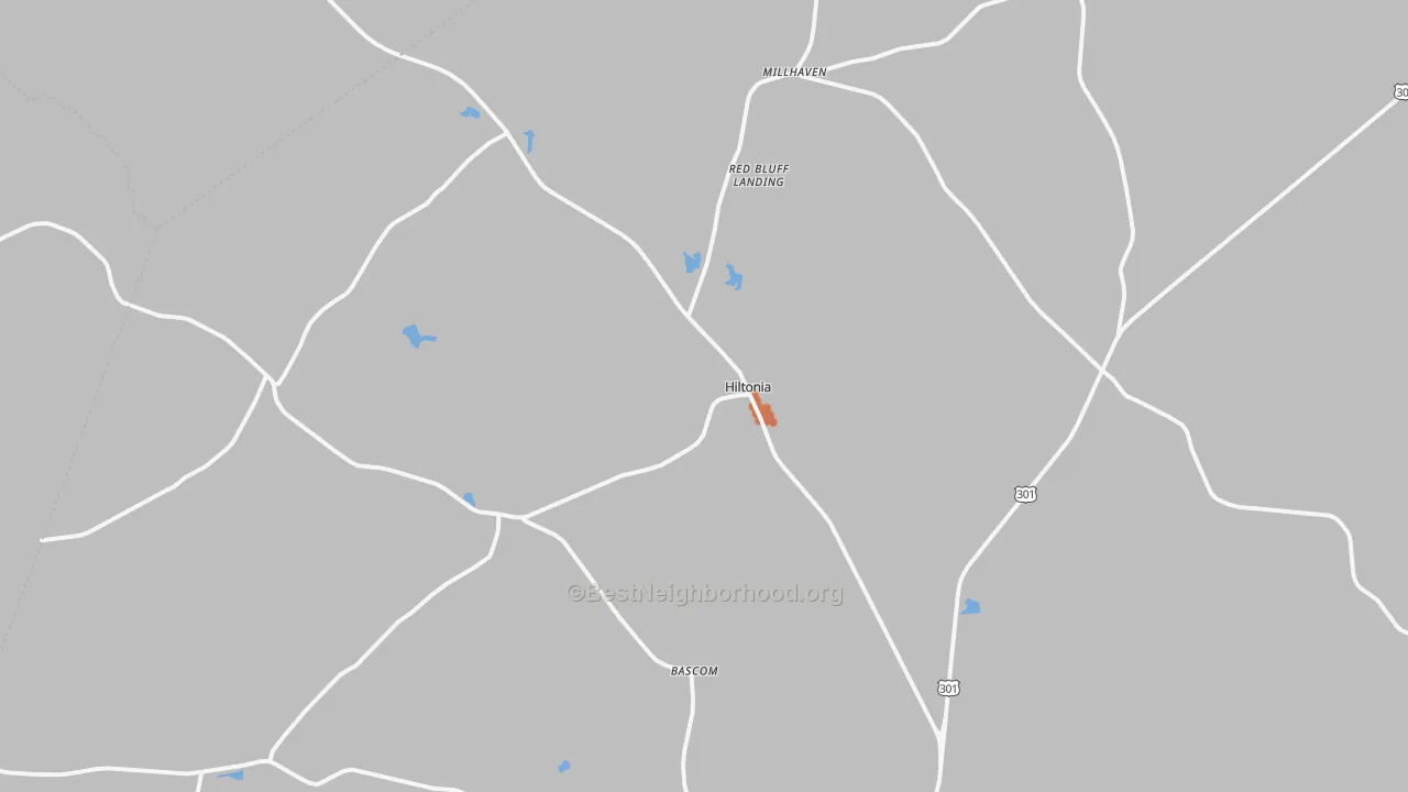 Bike Grade map of Hiltonia, GA