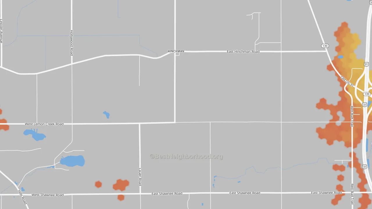 Bike Grade map of Hinchman, MI