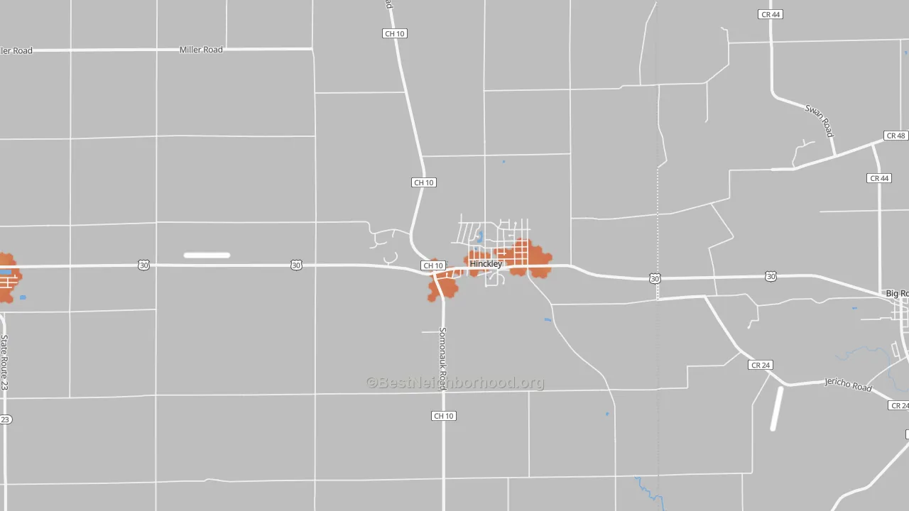 Bike Grade map of Hinckley, IL