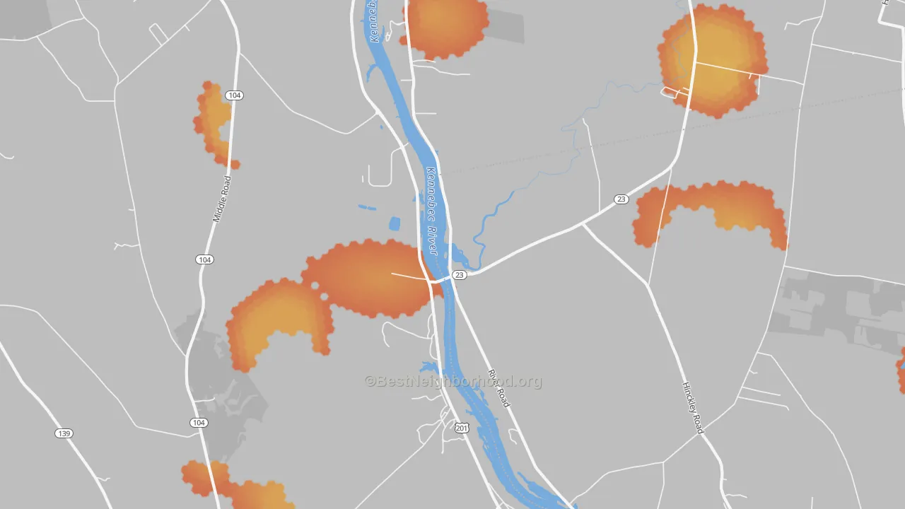 Bike Grade map of Hinckley, ME