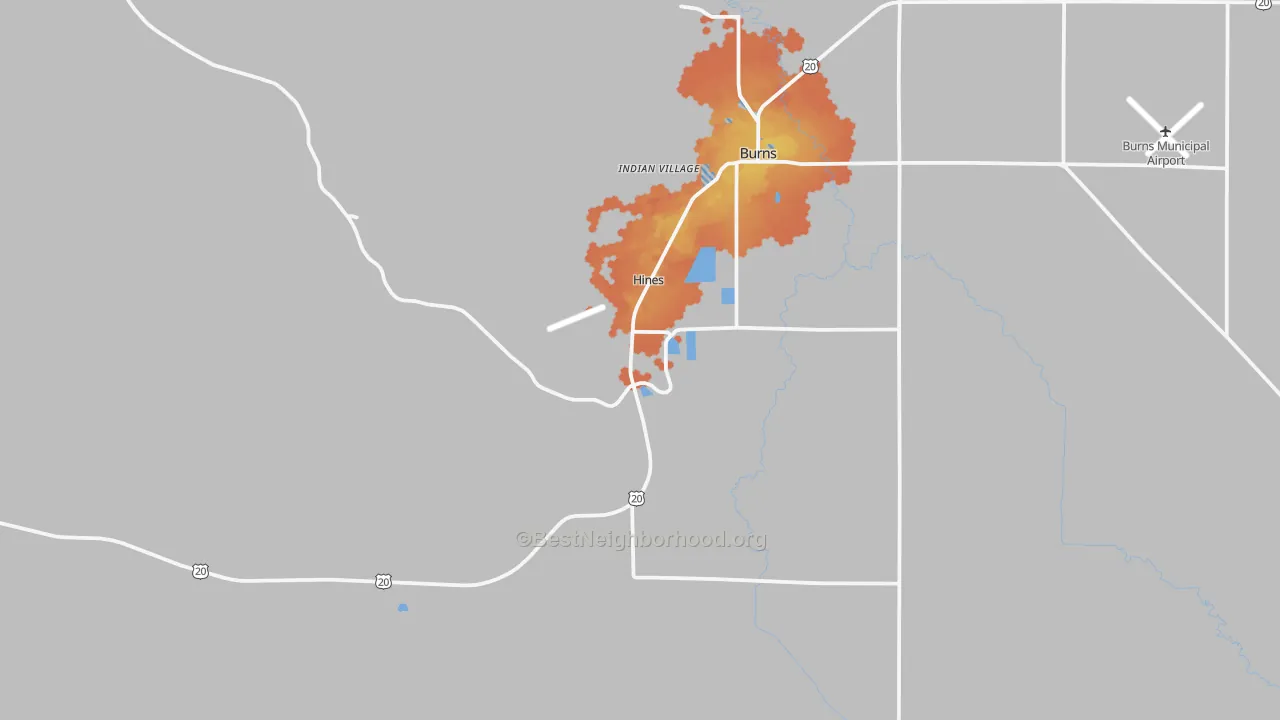 Bike Grade map of Hines, OR
