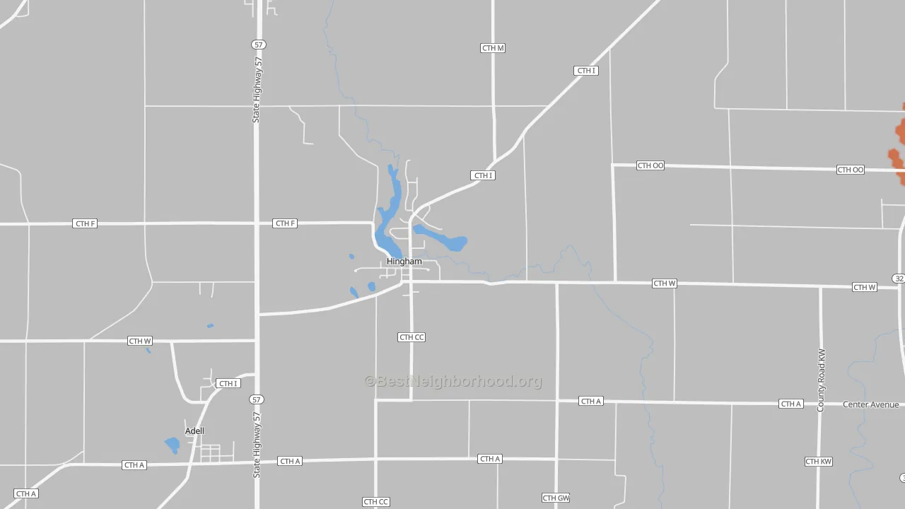 Bike Grade map of Hingham, WI