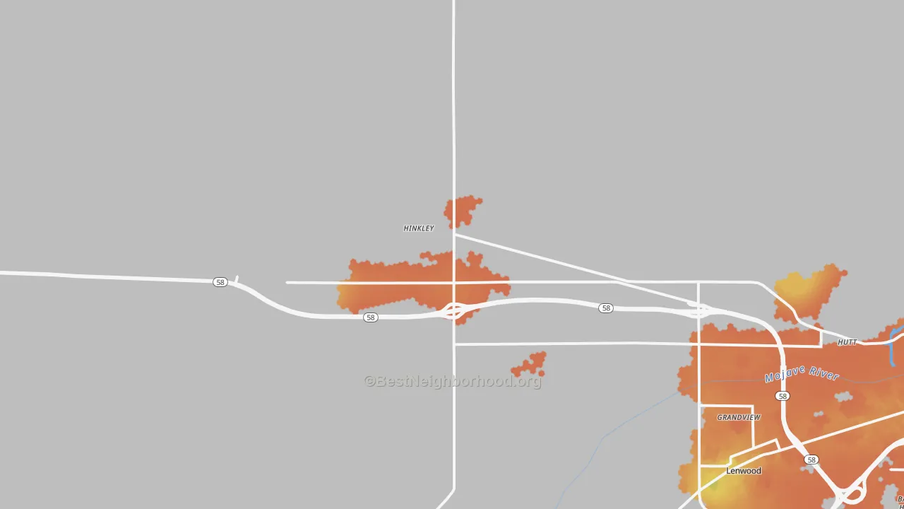 Bike Grade map of Hinkley, CA