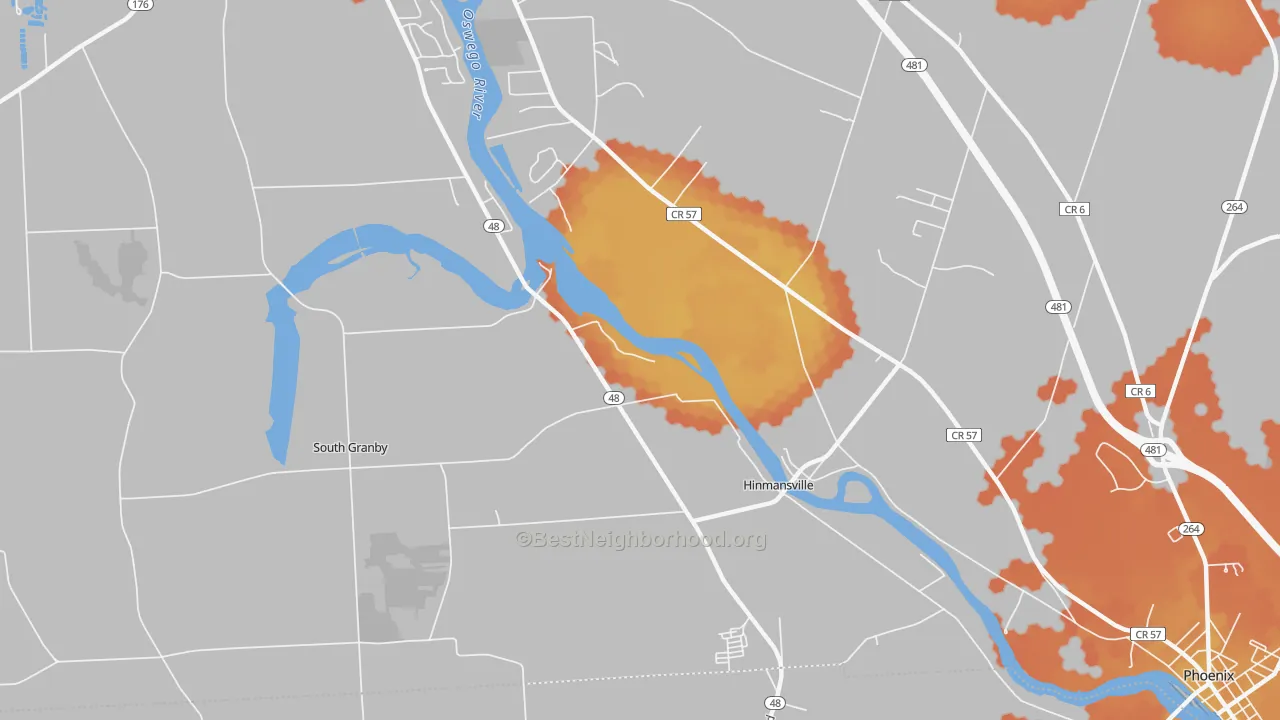 Bike Grade map of Hinmansville, NY