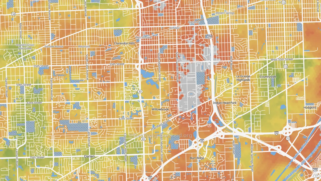 Bike Grade map of Hinsdale, IL