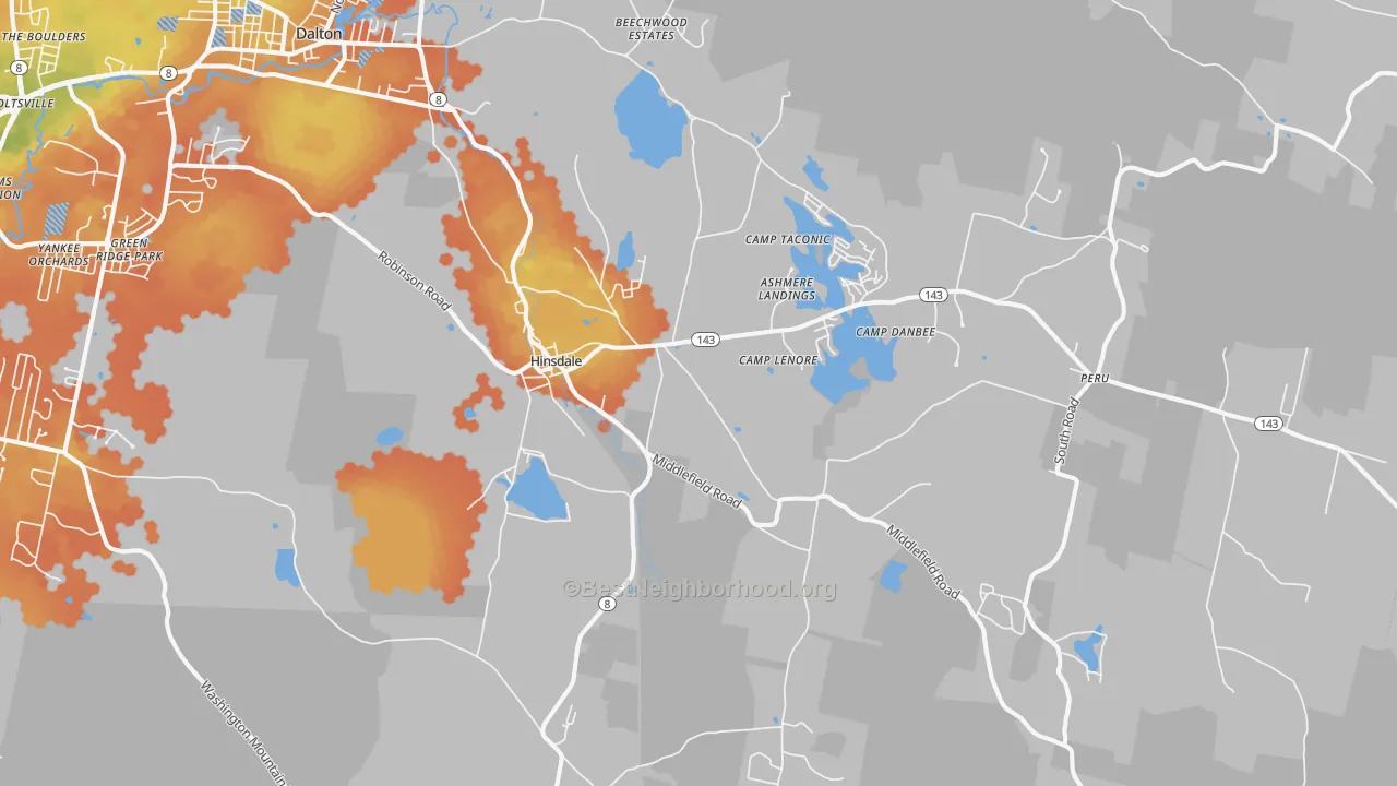 Bike Grade map of Hinsdale, MA