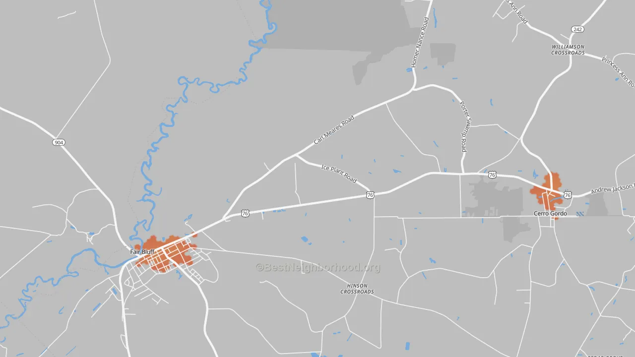Bike Grade map of Hinson Crossroads, NC