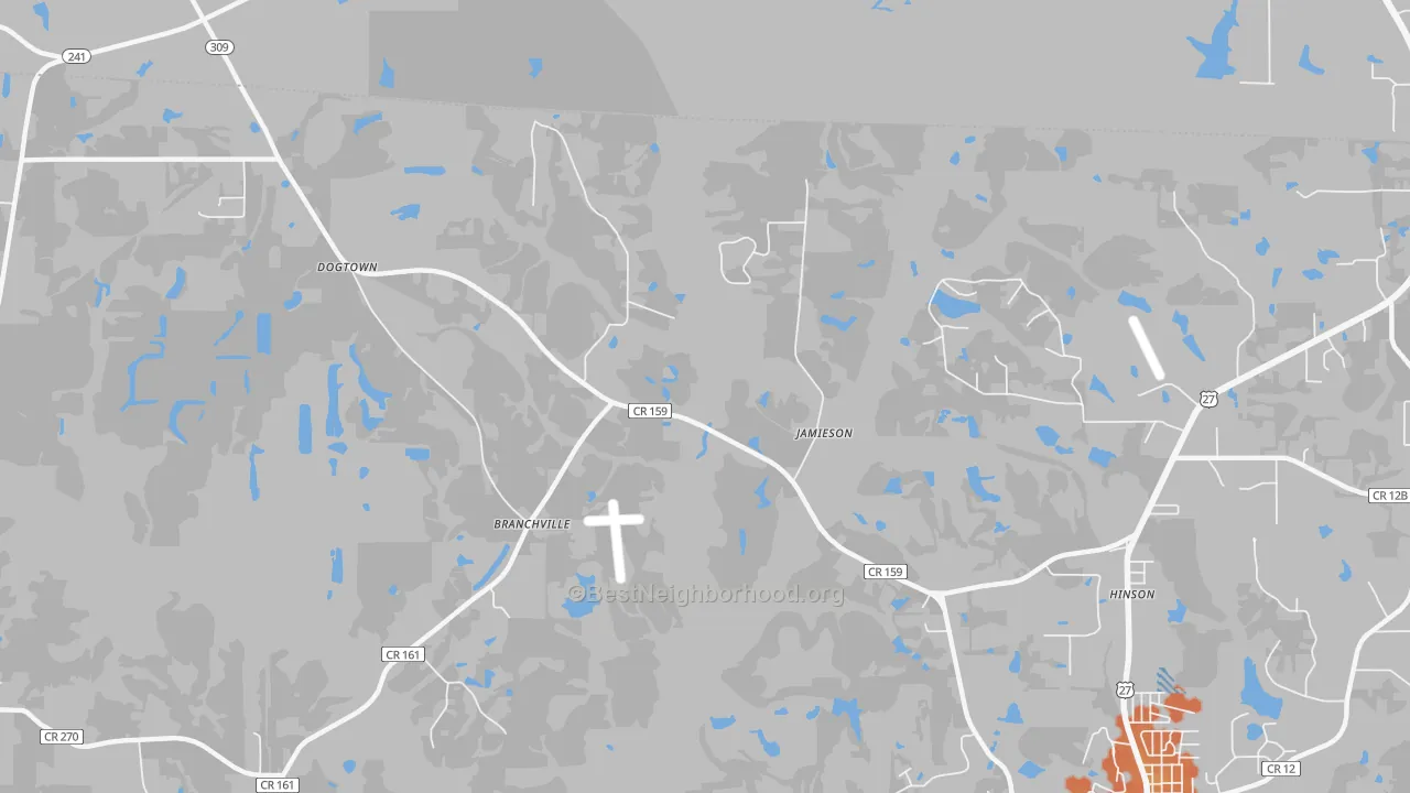 Bike Grade map of Hinson, FL