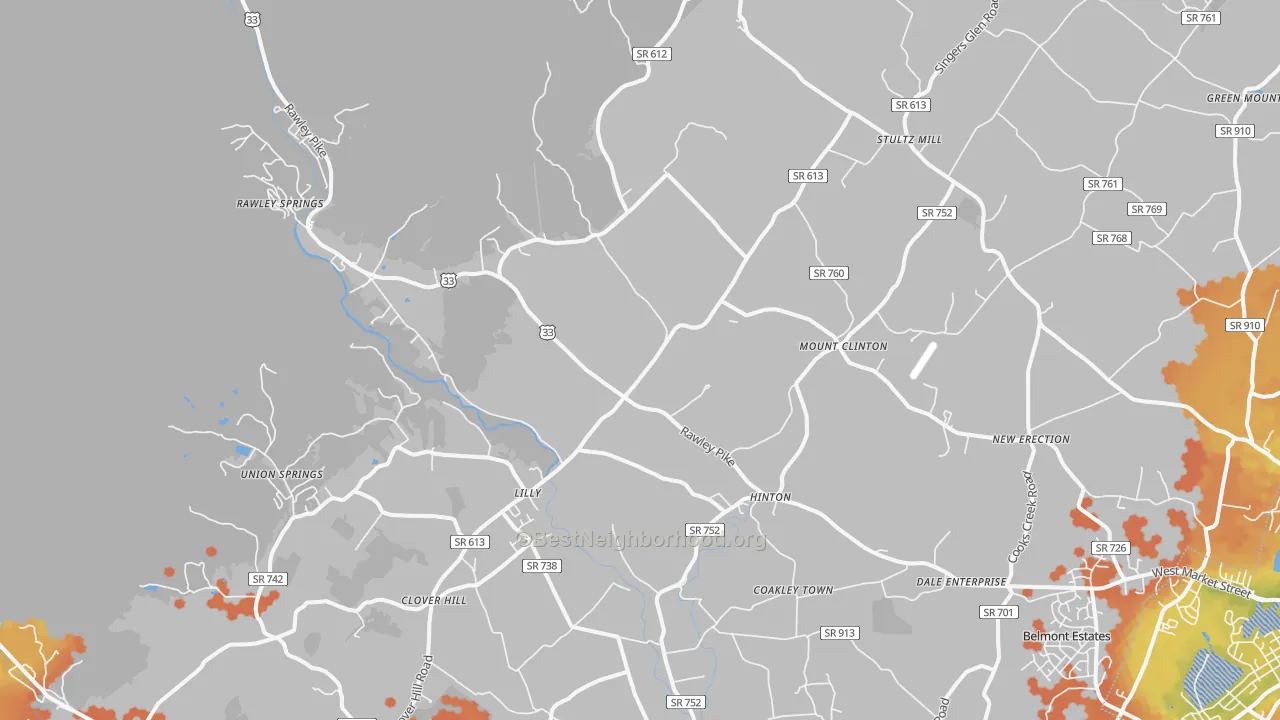Bike Grade map of Hinton, VA