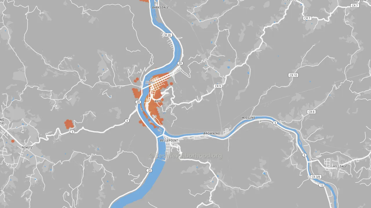 Bike Grade map of Hinton, WV