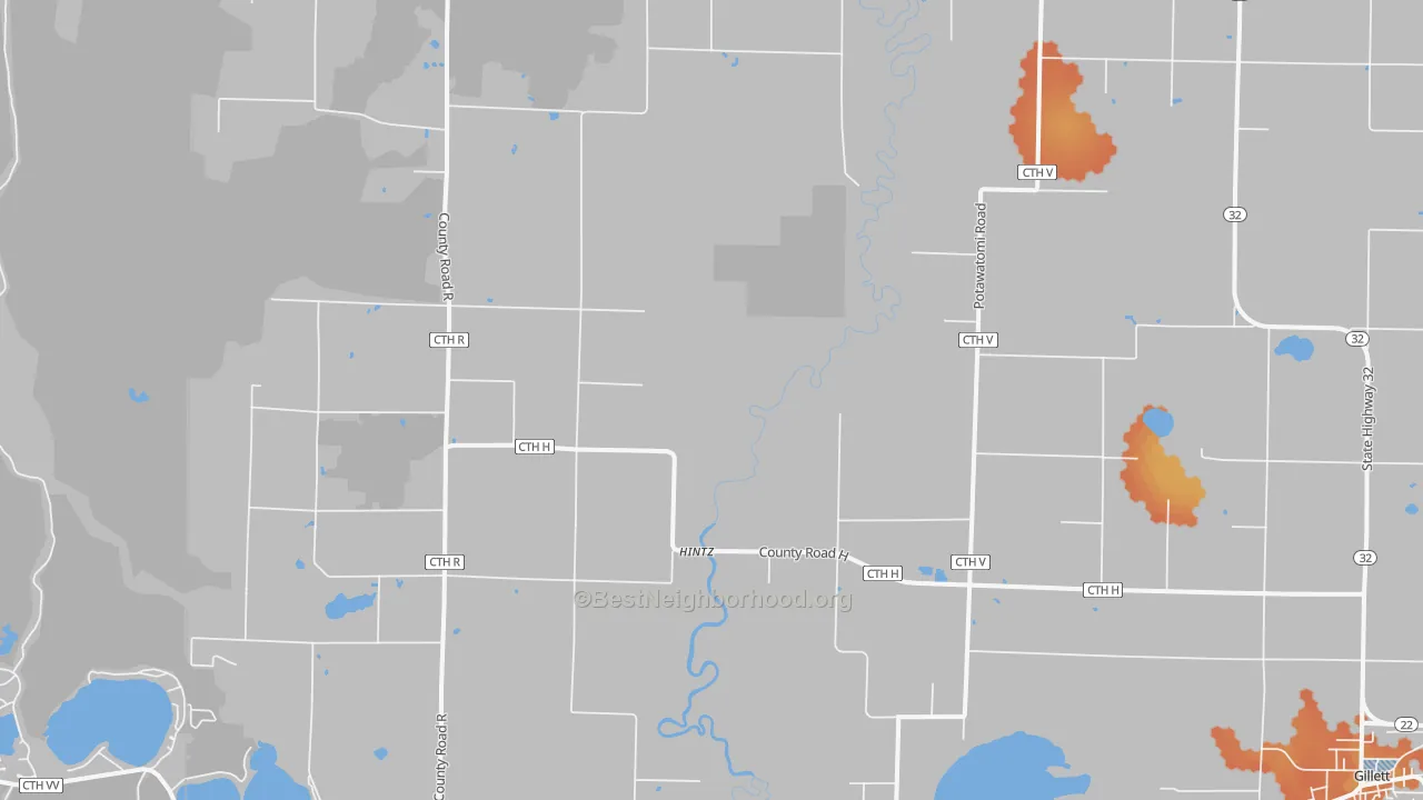 Bike Grade map of Hintz, WI