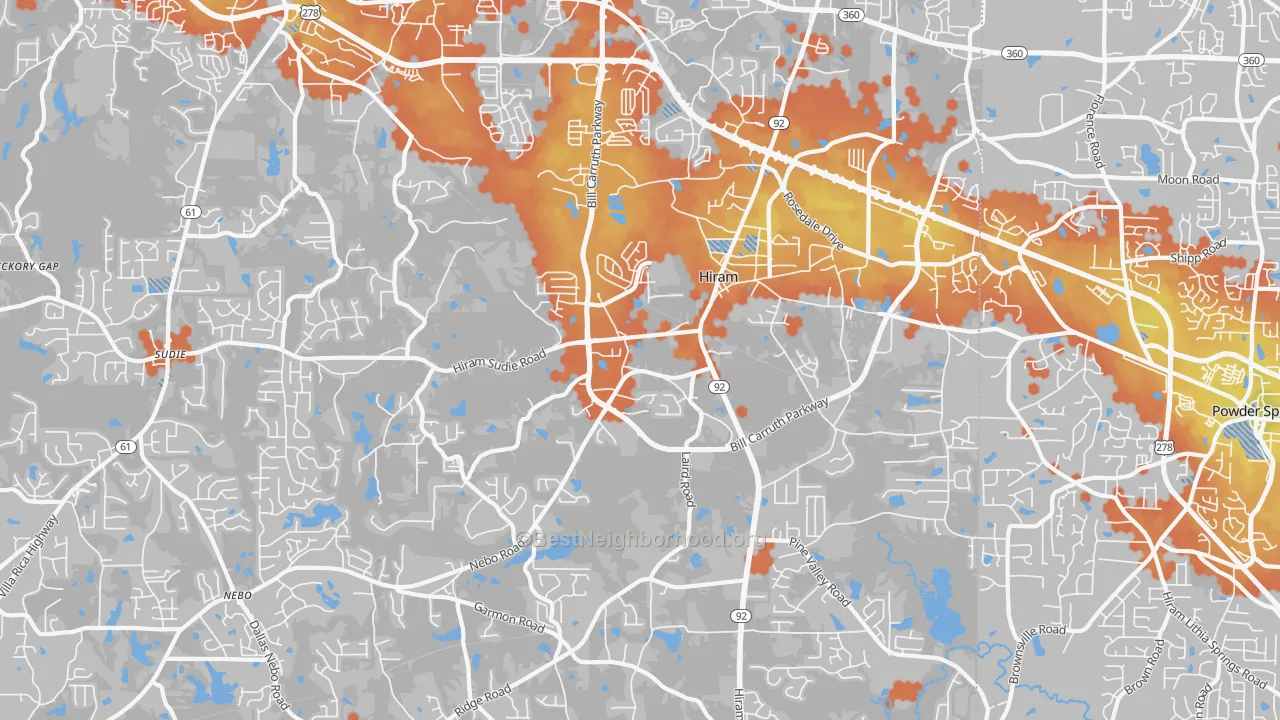 Bike Grade map of Hiram, GA
