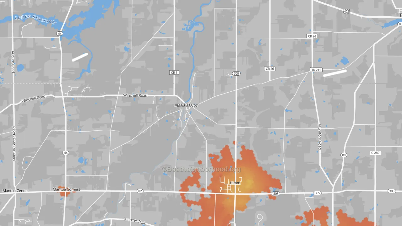 Bike Grade map of Hiram Rapids, OH