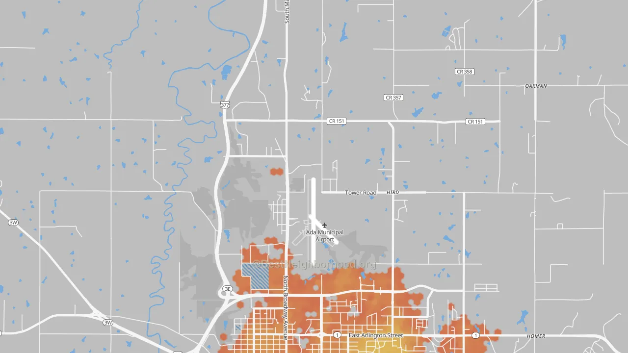 Bike Grade map of Hird, OK