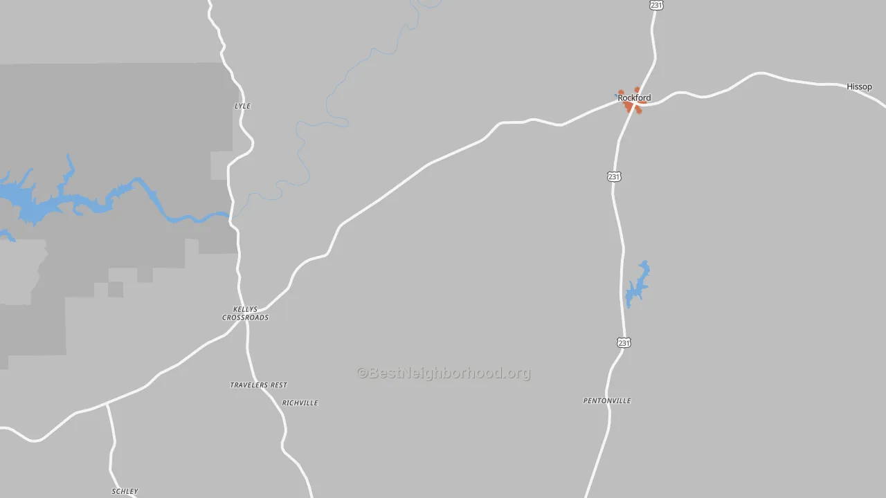 Bike Grade map of Hissop, AL