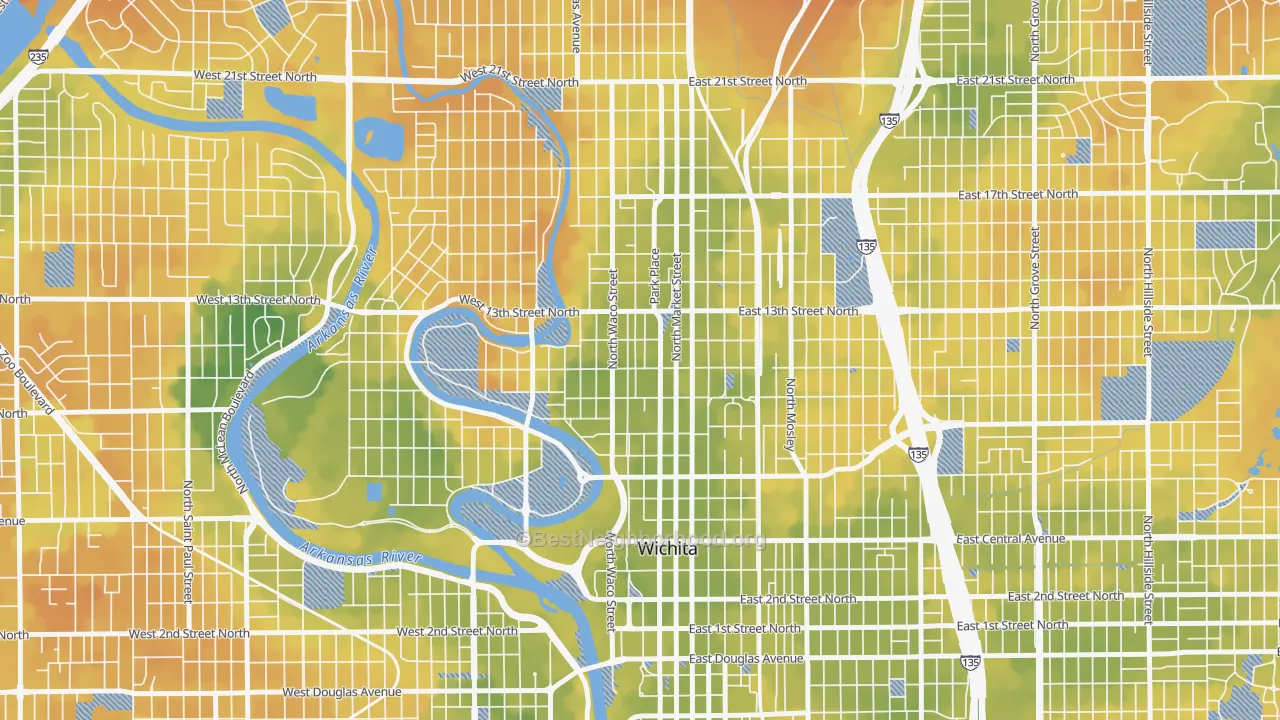 Bike Grade map of Historic Midtown, Wichita, KS
