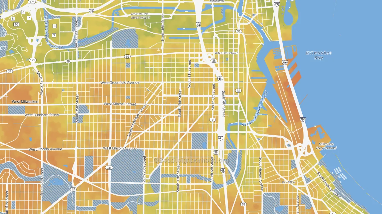 Bike Grade map of Historic Mitchell Street, Milwaukee, WI