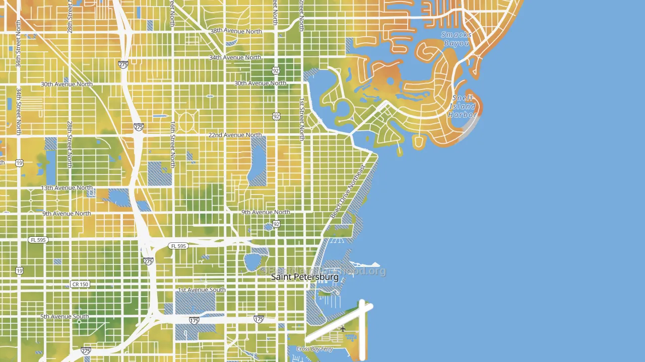 Bike Grade map of Historic Old Northeast, St. Petersburg, FL