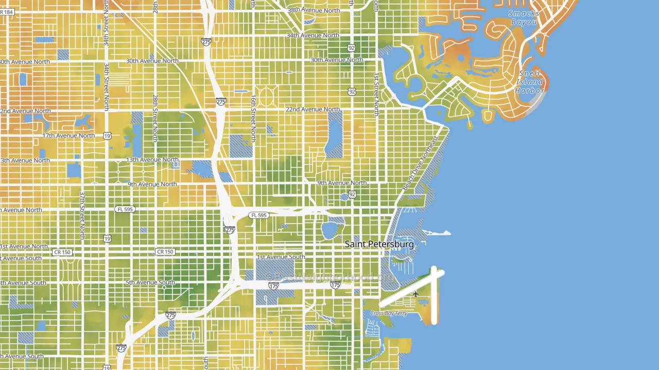 Bike Grade map of Historic Uptown, St. Petersburg, FL