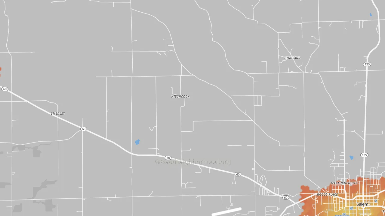 Bike Grade map of Hitchcock, IN
