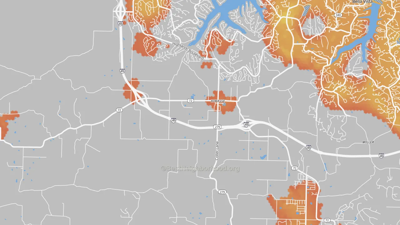 Bike Grade map of Hiwasse, AR