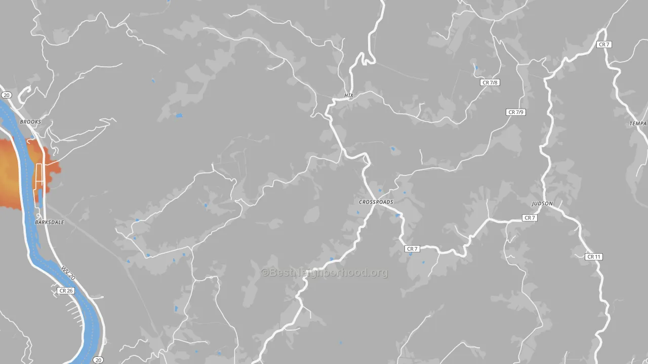 Bike Grade map of Hix, WV