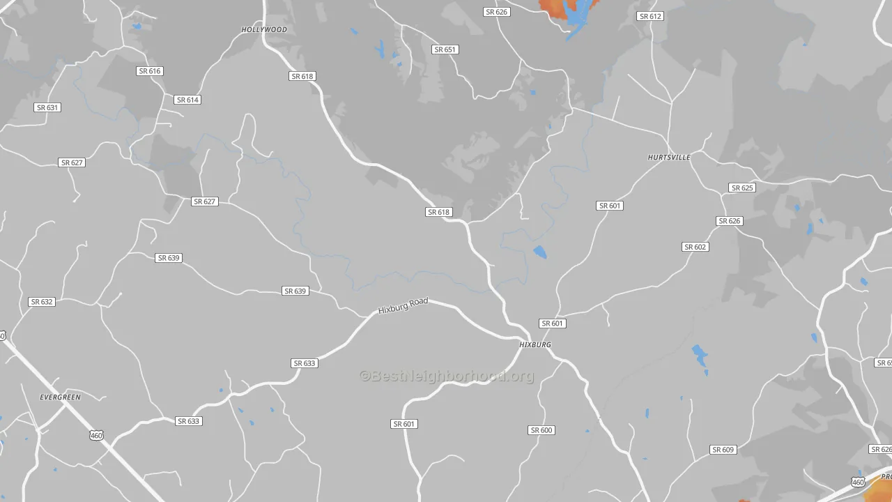 Bike Grade map of Hixburg, VA