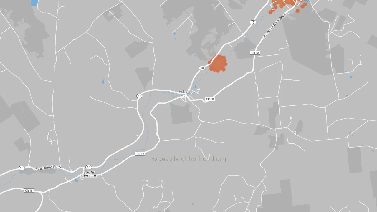 Bike Grade map of Hobart, NY